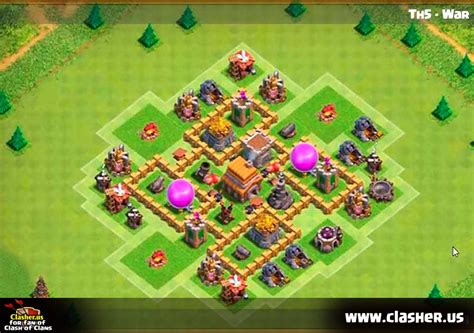 Town Hall 5 - WAR Base Map #9 - Clash of Clans | Clasher.us