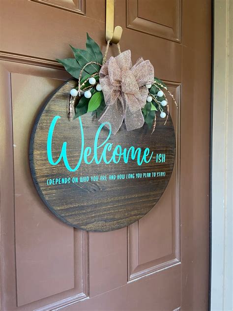 Welcome-ish sign funny door hanger sarcastic door sign | Etsy