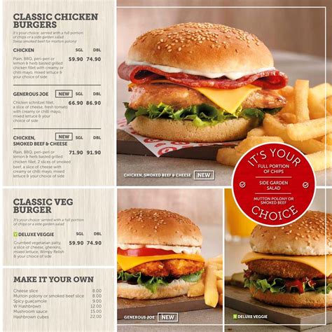 Wimpy Menu Prices & Specials