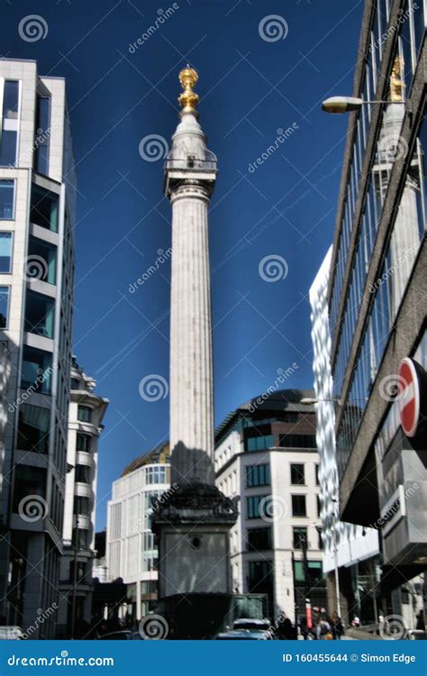 A View of the Monument of the Great Fire Stock Photo - Image of london ...