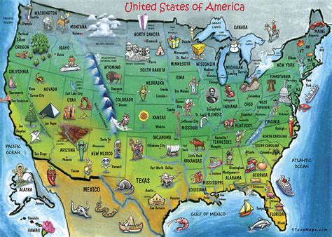 USA Cartoon Map Painting by Kevin Middleton - Pixels