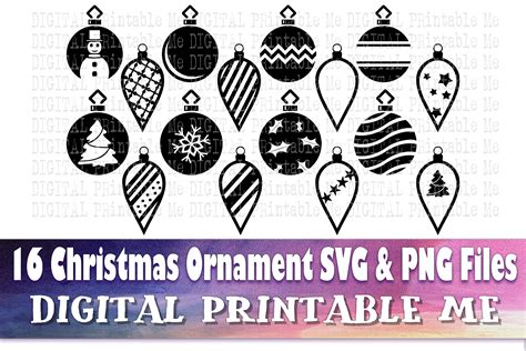 Christmas Ornament Silhouette, SVG bundle, PNG, Clip Art Pack , 16 Im ...