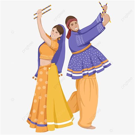 Indian Garba Clipart Hd PNG, Navaratri Indian Festival Garba Dance Sharada Navaratri Hand Drawn ...