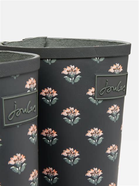 Buy Grey Floral Adjustable Tall Wellies from the Joules online shop