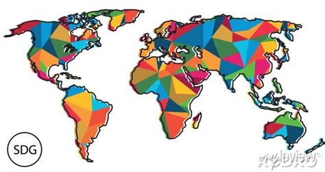 Sustainable development goals, agenda 2030. world map polygon wall mural • murals map, earth ...