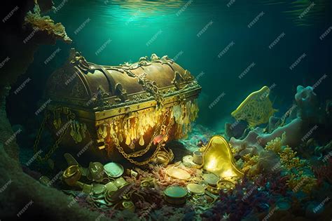 Premium AI Image | Underwater treasure chest Neural network AI generated