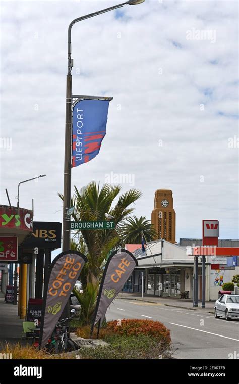 WESTPORT, NEW ZEALAND, NOVEMBER 14, 2020: main street of Westport on ...