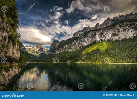 Summer Scene of Vorderer Gosausee Lake with Dachstein Glacier on ...