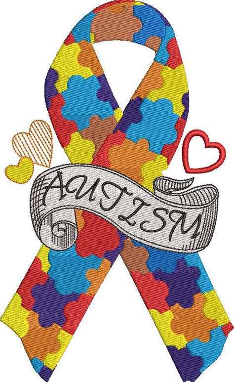 Autism Ribbon Embroidery Pattern - Etsy