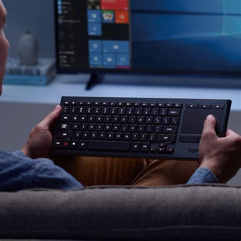 Logitech K830 Illuminated Living-Room Keyboard with Built-in Touchpad – Easy-access Media Keys ...