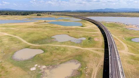 Aerial Unseen View of Railroad Tracks of Floating Train Bridge Stock Image - Image of river ...