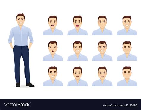 Business man expression set Royalty Free Vector Image