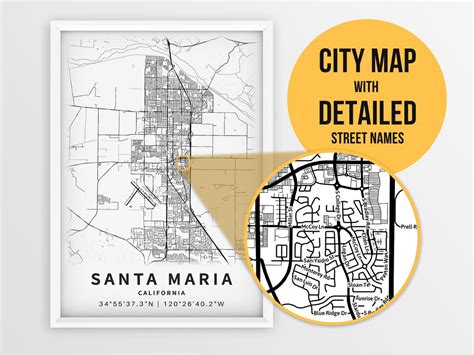 Printable Map of Santa Maria California United States With - Etsy