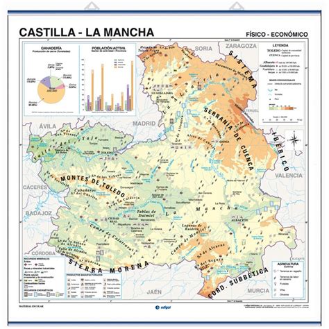 Mapa De Castilla La Mancha Plastificado Mapas Para Chile De Pared ...