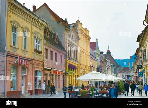 Brasov Old Town street. Romania Stock Photo - Alamy