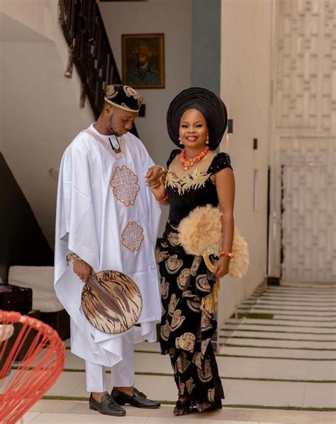 Igbo Traditional Attire For Couple /Nigerian Wedding Suit For Isiagu Fabric Long Dresses Wedding ...