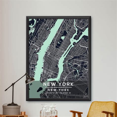 Map of New York New York Map Print New York City Poster | Etsy