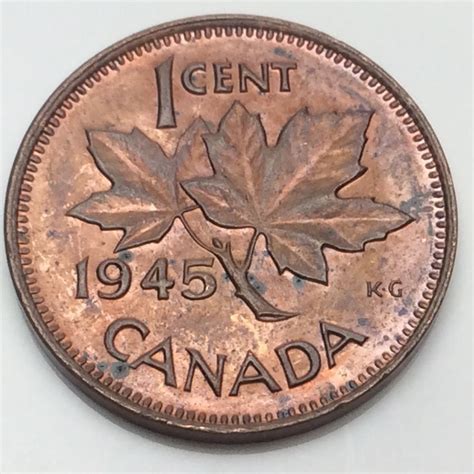 1945 Canada 1 One cent Penny Circulated Canadian Coin D719 | Canadian ...