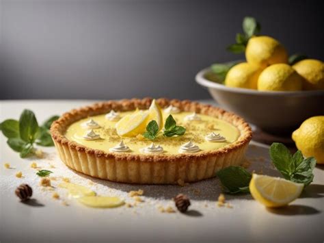 Premium AI Image | Classic French Lemon Tart tart au citron crisp buttery crust with luscious ...