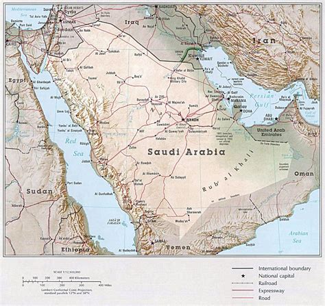 Grande detallado mapa político de Arabia Saudita con relieve ...