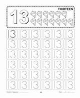 Number Writing 13 Printable Coloring Worksheet sketch template