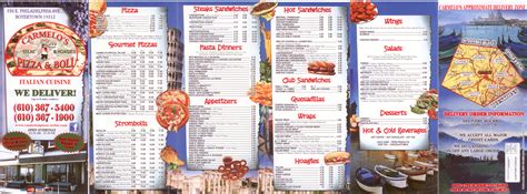 Carmelo's Pizza Menu - Berks Mont Menus