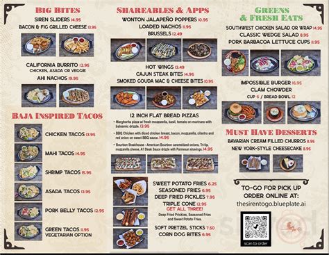 The Siren menu in Morro Bay, California, USA