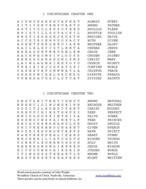 1 Corinthians Bible Word Search Puzzles - Woodbine Church of Christ