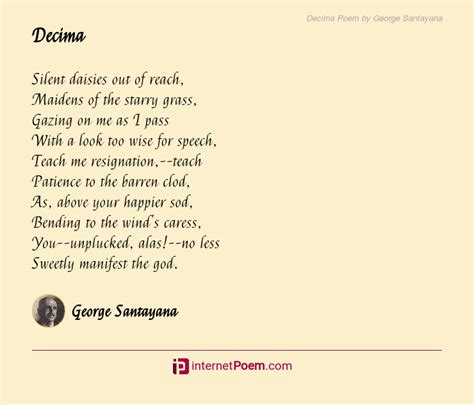 Decima Poem by George Santayana