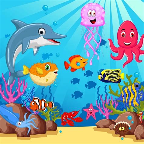 Sea life cartoon — Stock Vector © dagadu #5560226