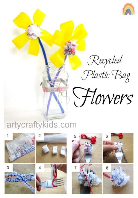 Recycled Plastic Bag Flower - Arty Crafty Kids