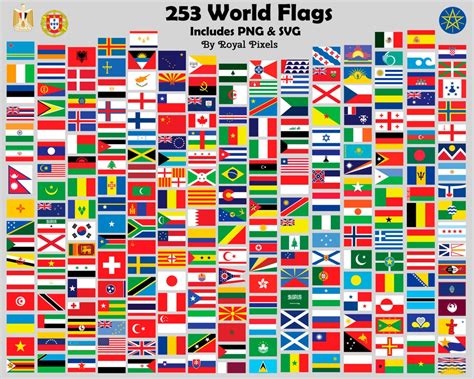 Flags of the World PNG Clipart & SVG Cutting Files 7 - Etsy UK