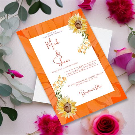 Sunflower Wedding Invitation Card Design - MasterBundles