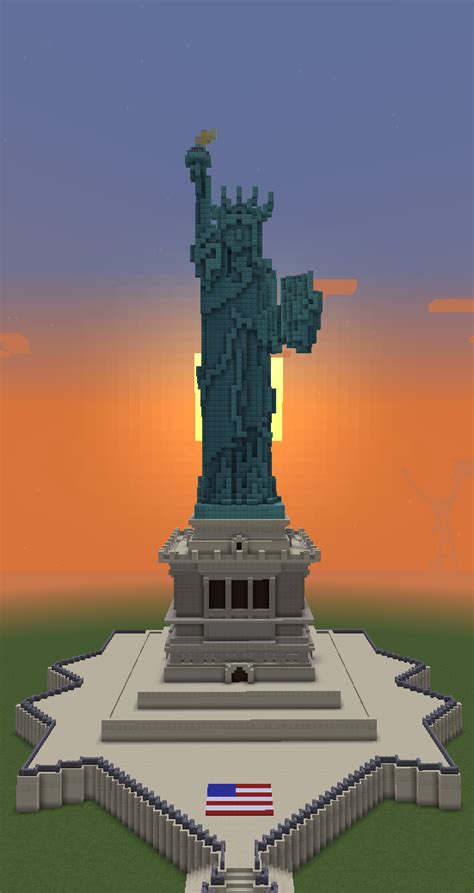 The third build of my landmarks project: The Statue of Liberty : r/Minecraft