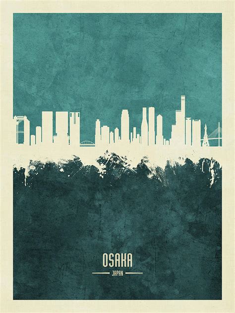 Osaka Japan Skyline Digital Art by Michael Tompsett