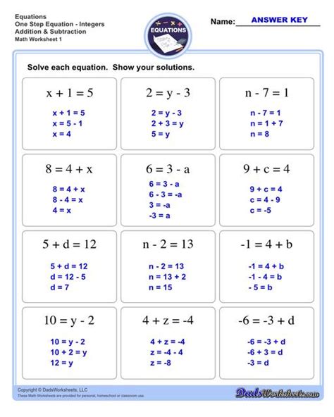 One Step Equations