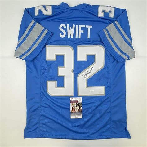 Autographed/Signed D'Andre Swift Detroit Blue Football Jersey JSA COA ...