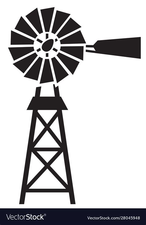 Silhouette a water pumping windmill Royalty Free Vector