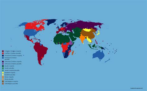 Map of the World by Largest Religion : MapPorn