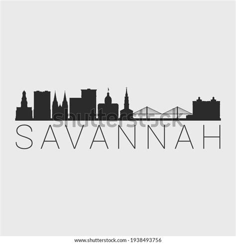 Savannah Ga Usa Skyline Silhouette City Stock Vector (Royalty Free ...