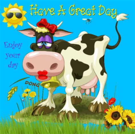 Cow Says Enjoy Your Day. Free Have a Great Day eCards, Greeting Cards | 123 Greetings