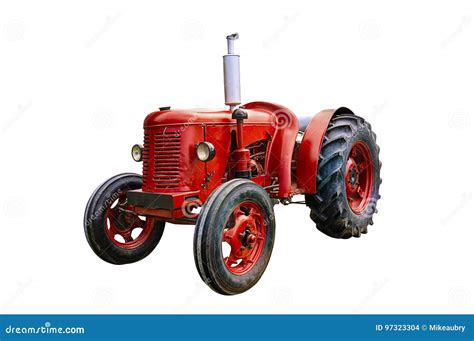 Vintage red tractor stock photo. Image of machine, crop - 97323304