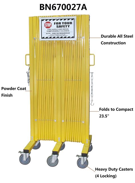 Warehouse Heavy Duty Steel Portable Folding Security Gates With Warning Label