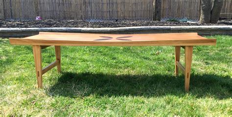 Vintage midcentury modern walnut Lane coffee table with inlaid