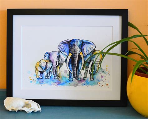 Elephant Herd Watercolour Painting - Etsy