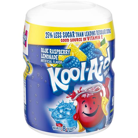 Kool-Aid Sweetened Blue Raspberry Lemonade Powdered Drink Mix, Caffeine Free, 20 oz Jar ...