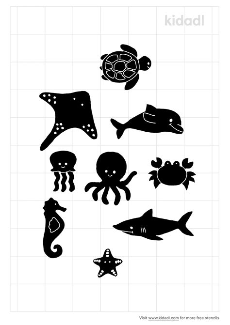 Free Ocean Animals Stencil | Stencil Printables | Kidadl