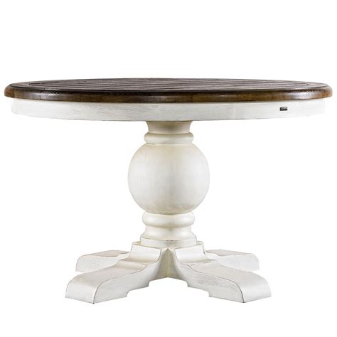 Kingdom Antique White Oak Round Pedestal Dining Table 48" | Zin Home