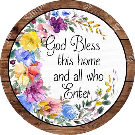 God Bless This Home Inspirational Sign Door Hanger Inspirational Home Decor Wreath Sign Wreath ...