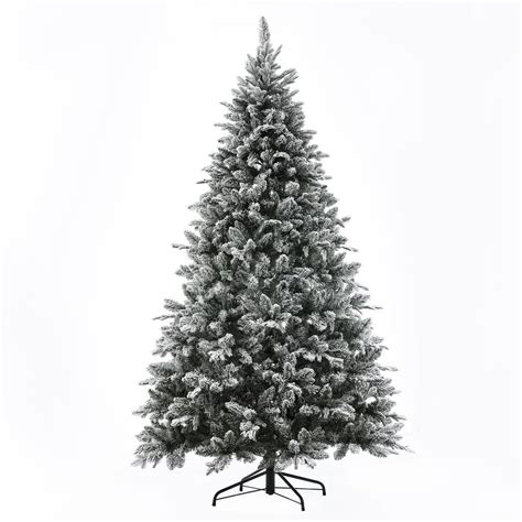 LuxenHome 7 ft. Pre-Lit Flocked Artificial Christmas Tree WHAP1392 ...